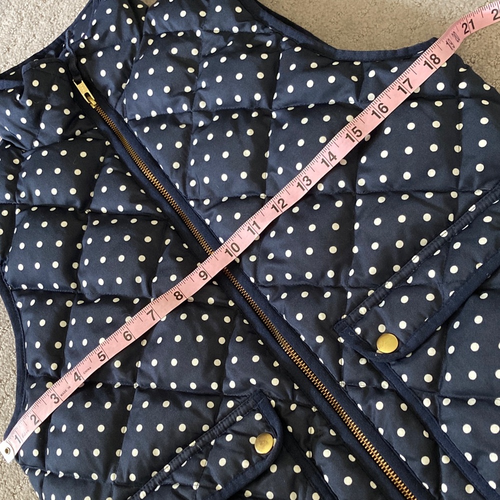 J. CREW navy polka-dot puffer vest, Sz Small. - Picture 5 of 6